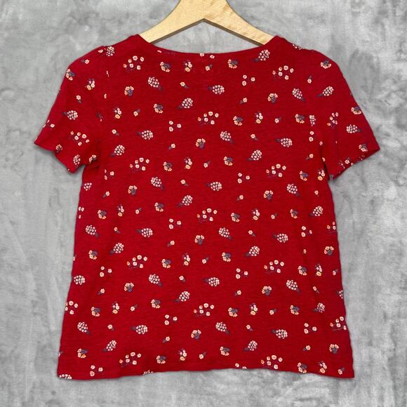 LOFT Lot of 2 T Shirts Red Linen SP Gray Vintage Soft Peacock Graphic - Picture 12 of 16